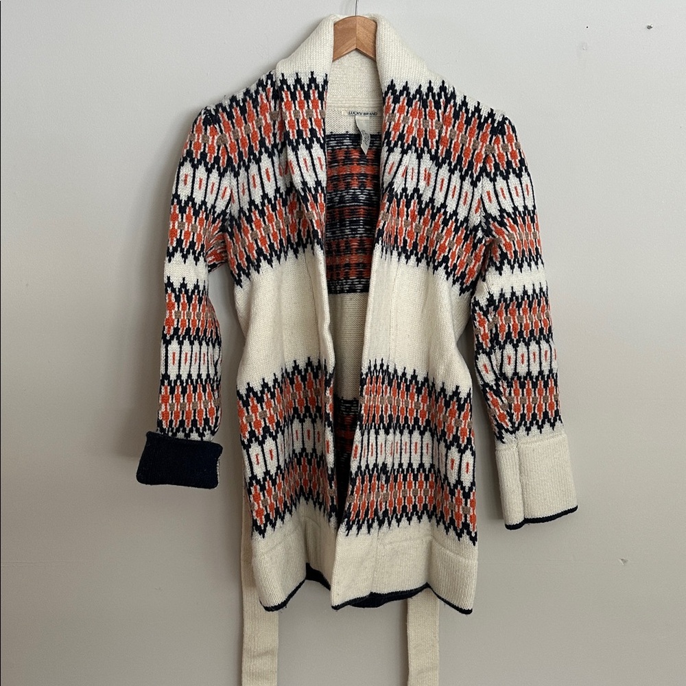 Lucky Brand Woodland Aztec Fair Isle Cardigan